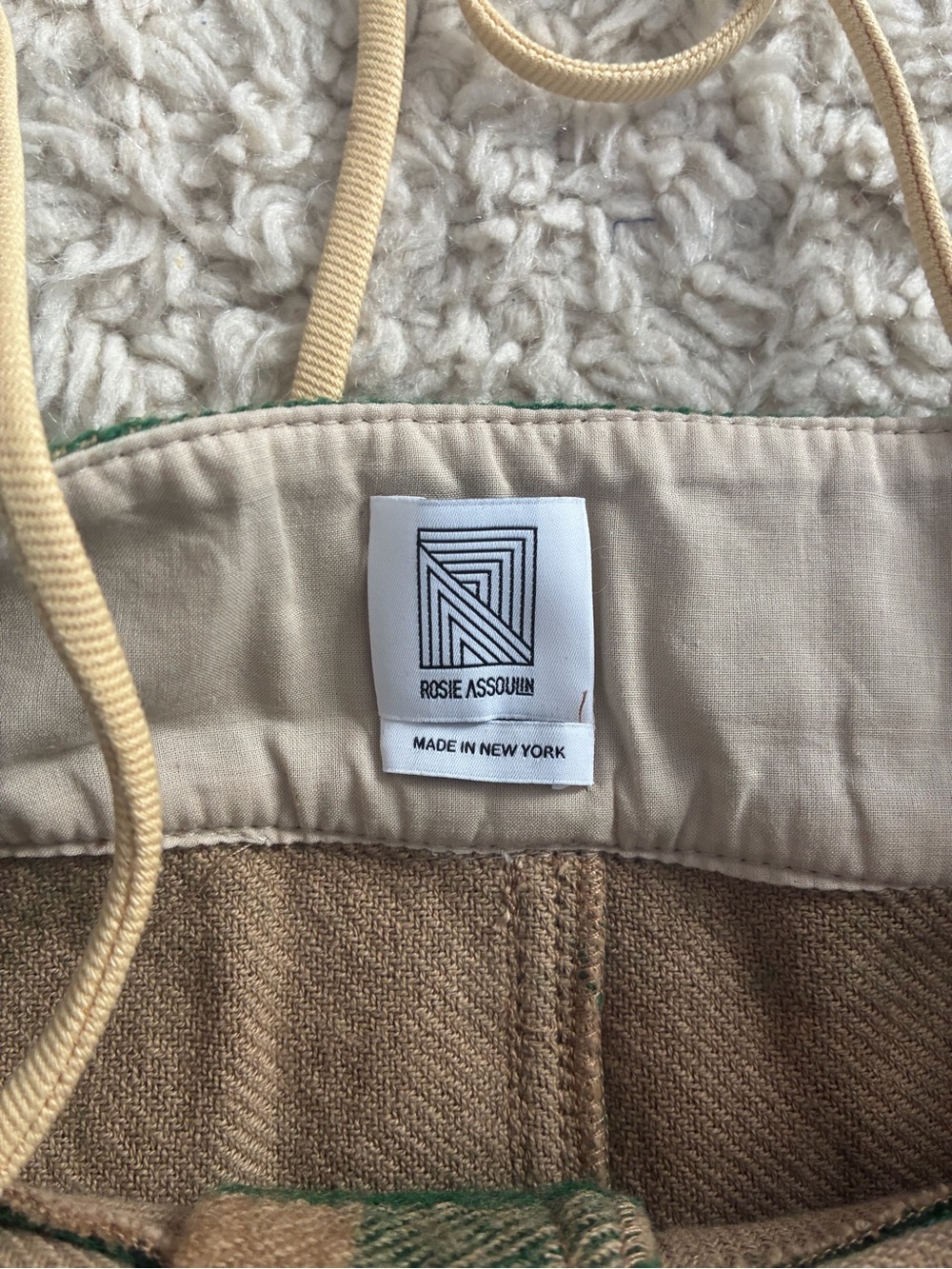 ROSIE ASSOULIN Green and Tan Plaid Mini Skirt - Size 4 - Waist 15” Length 15” - Picture 2 of 4